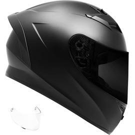 GDM Venom Motorcycle Helmet Full Face (Matte Black - Tinted & Clear Shields, Medium)