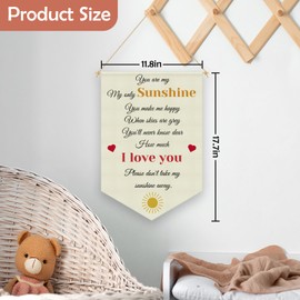 Kids Room Decor Sunshine Wall Decor Hanging Pennant Flag Banner Sunshine Nursery Wall Art Decoration for Nursery Baby Kids Boy Girl Newborn Teen Bedroom Playroom Decoration Linen Cotton Flag