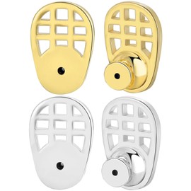 Large Earring Backs for Droopy Ears, 4PCS Sturdy Grid-Pattern Earring Lifters, 18K Gold-Plated (18K Gold & White Gold)