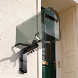 Wiltec Wall Mount Black 50 x 120 x 250 mm for US Mailbox, American Mailbox with Flag, Standing Letterbox Wall Mount Steel American Design