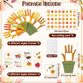 WATINC Finger Flower Frame Craft Kits - 126Pcs DIY Craft Kits for Kids, Make Your Own Finger Flower Pot Frames with Fall Pattern Stickers Decoration, Classroom Party Activities Supplies