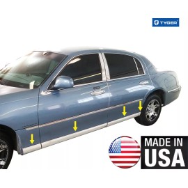 TYGER For 1998-2011 Lincoln Town Car Lower Rocker Panel Stainless Trim 4" 8PC