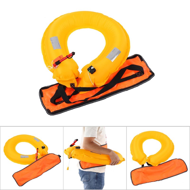 Adjustable Inflatable Life Jacket Belt With Reflective Tapes and Whistle