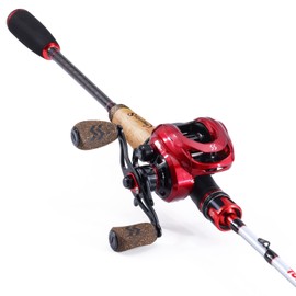 Sougayilang Fishing Rod and Reel Combo, Medium Heavy Fishing Pole with Baitcasting Reel Combo, 2-Piece Baitcaster Combo-Pearl White-6.9ft and Right Handle Reel