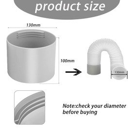 Air Conditioning Exhaust Hose, Air Conditioning Exhaust Hose Adapter, Diameter 130 Exhaust Hose Connection, Portable Exhaust Hose for Air Conditioning, Tumble Dryer, Cooker Hood