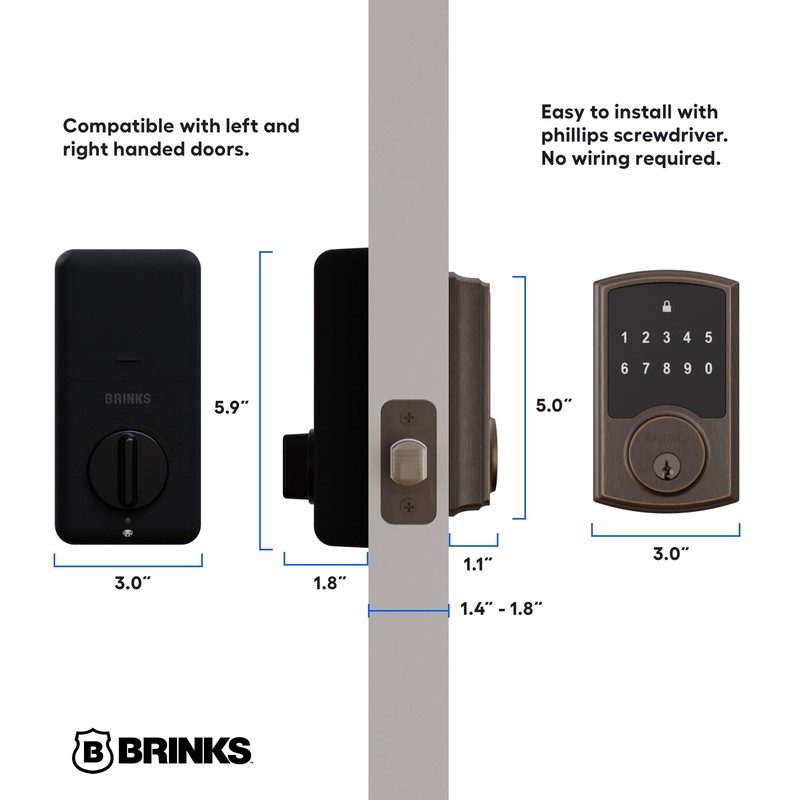 Brinks Keyless Entry Electronic Touchpad Door Lock - Backlit Keypad