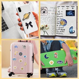 50pcs Creative Astronomy Stickers,Celestial Sticker Set Laptop Stickers Planet Space Party Favors,Holiday Sticker, Party Decoration,Galaxy Sun Moon and Star Deals for DIY Scrapbook Journal (cosmos1)