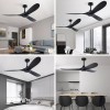 52" Flush Mount Solid Wood Ceiling Fan with Light 3