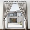 Tocemei 2 Pack Black Bow Curtain Holdbacks, Modern Matte Metal