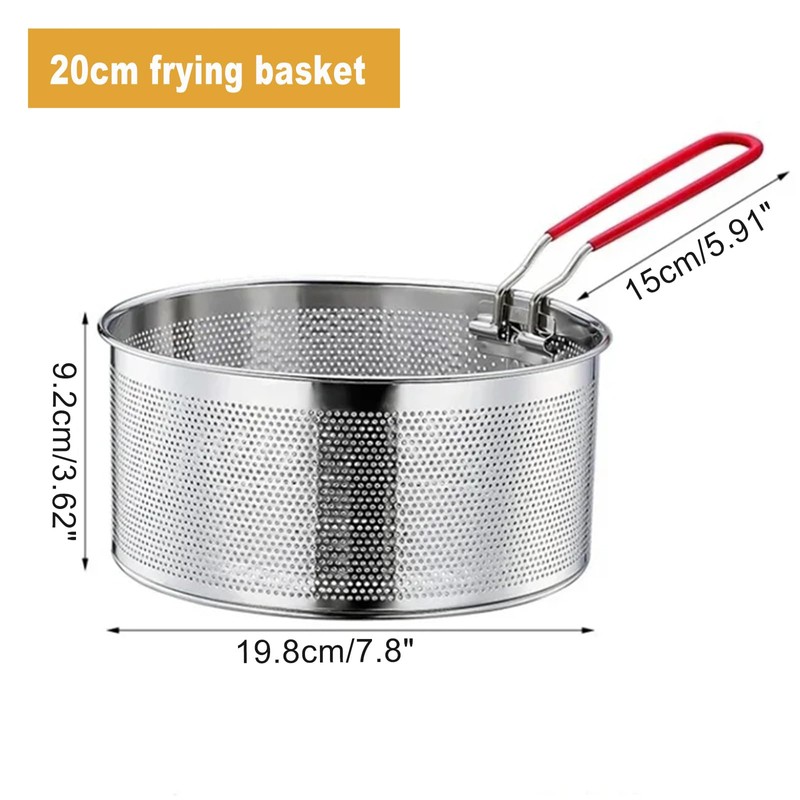 Frying Basket, Stainless Steel Pasta Basket, Fryer Basket with Long