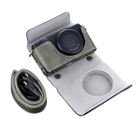 Rieibi Ricoh GR II Case - Vintage PU Leather Camera Case for Ricoh GR II GRII GR2 DSLR Camera - Protective Case with Strap, Green, Beauty Case