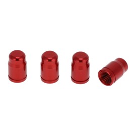 HOPESPANNER Tire Valve Stem Caps Decorative Red Polished Surface Tyre Valve Dust Covers 7x16mm Aluminum Alloy 4 Pcs