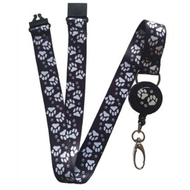 SpiriuS Retractable Reel Lanyard Neck Strap for id Card Badge Holder with Safety Clip Breakaway (Animal Paws)