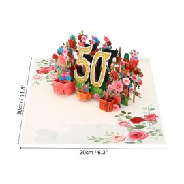 PATIKIL 50 Year Anniversary Card, 50th Birthday Card Wedding Flower Anniversary Greeting Card Pop-Out Birthday Card 3D with Envelope for Wife Girl Her Couple