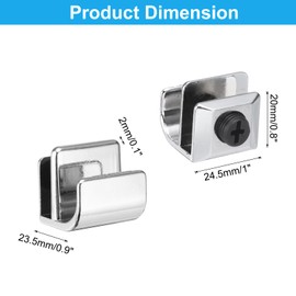 sourcing map 2pcs Glass Door Pull Handles, Zinc Alloy Door Clips Pull Handles with Screw Shower Glass Door Knob Handles for 3-5mm Glass Display Cabinet Furniture Cabinet Drawer Silver Tone