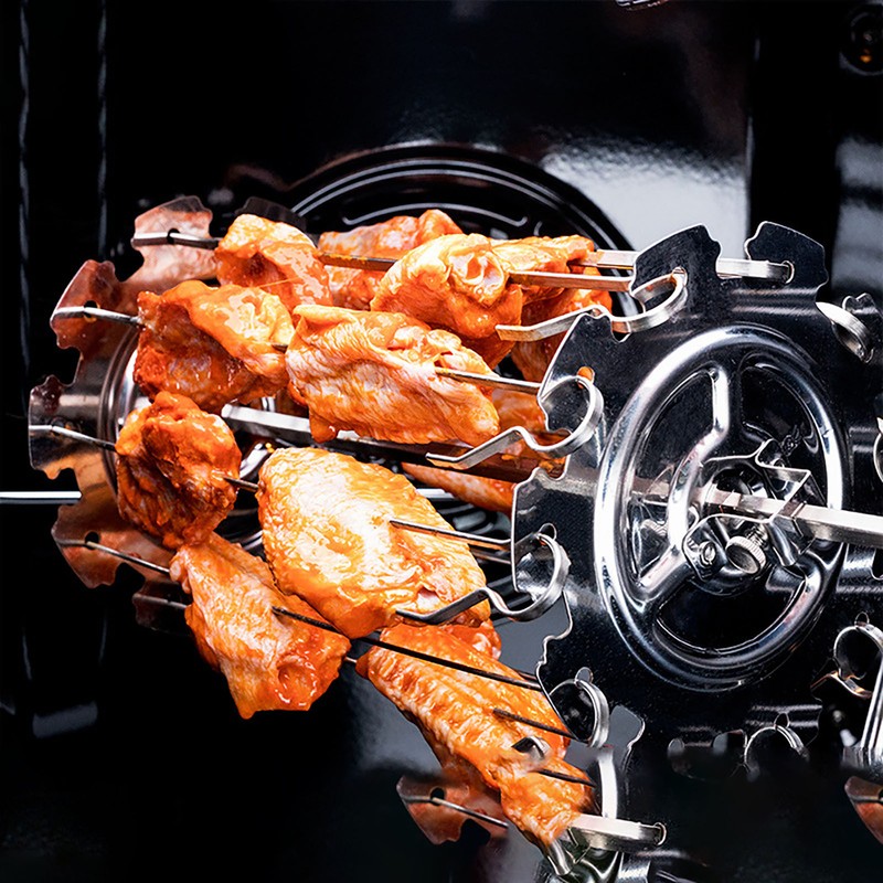 BBQ Roaster Rotisserie Skewers Needle Cage Oven Kebab Grill Stainless