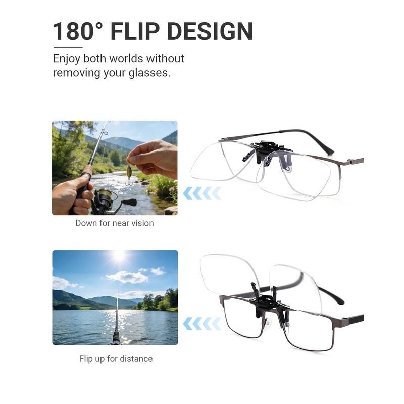 TERAISE Reading Glasses Clip On Magnifiers for Eyeglasses, Blue Light