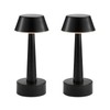 2 Pack Small Cordless Table Lamp, Battery Operated Black Lamp