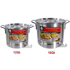 Stockpot Set With Steamer Aluminum Vaporera Tamalera Traditional Stock Pot Olla Tamale (Set 12Qt/16Qt)