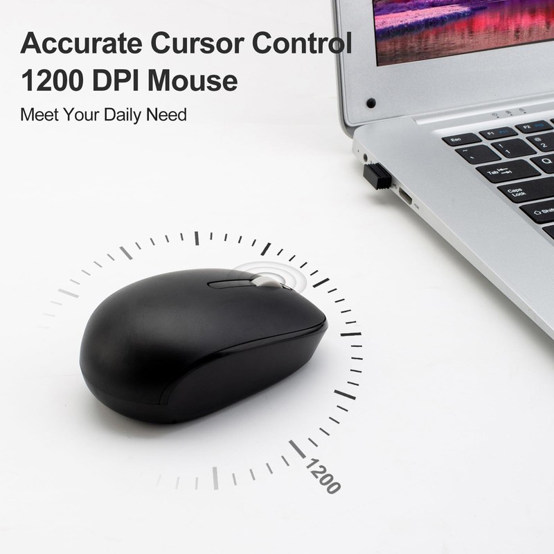 Greshare Wireless Soundless Mouse,2.4Ghz Optical Mice with Nano Receiver Suitable