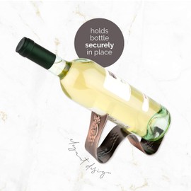 ​StorageMate W Design Wine Holder - Bronze Single Wine Holder Tabletop Bottle Rack - Uncompromised Quality Single Wine Bottle Rack - Stylish Decor Piece - Creative Gift for Happy Occassions