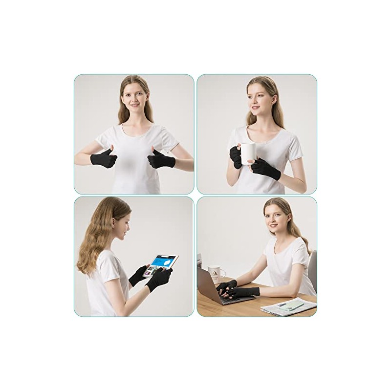 Cedcoe 2 Pairs Arthritis Gloves Fingerless Compression Gloves for Relieve