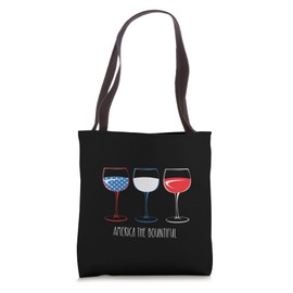 Red White Blue Wine Glasses America the Bountiful USA Tee Tote Bag