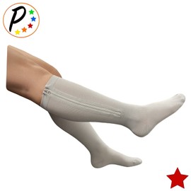 Presadee Closed Toe Grey 20-30 mmHg Zipper Compression Calf Leg Circulation Sock (L/XL)