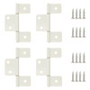 4 Pack White Three Leaf Non-Mortised Hinges with Screws, Perfect