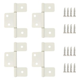 4 Pack White Three Leaf Non-Mortised Hinges with Screws, Perfect for Mobile Home & RV Interior Door Installation and Replacement