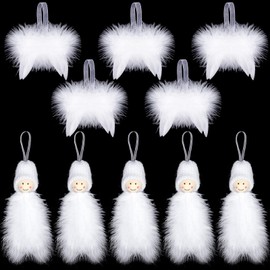 Becellen Pack of 10 Christmas Decorations Angel Wings, Fantasy Angel Christmas Tree Decorations, White Feather Wings Ornament for Christmas Tree Decoration