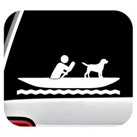 Guy Kayaking with Dog Kayak Decal Sticker for Car Window BG 690