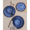 Pokini Blue Stoneware Dinnerware Set, 12 pcs Reactive Glaze Plates
