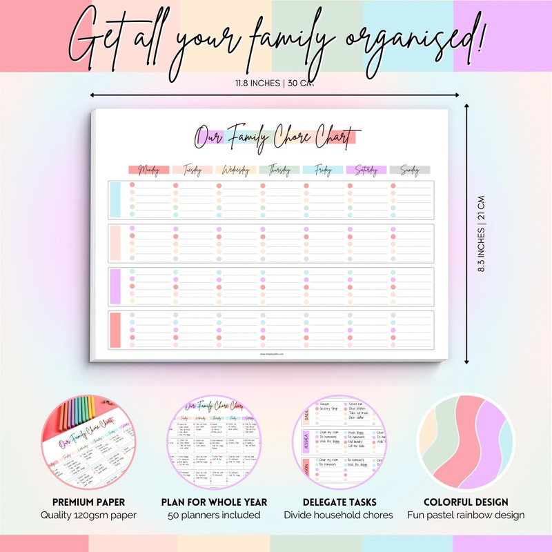 Family Chore Chart Notepad - Family planner, Calendar, Household Command