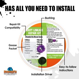 BushingFix BP1Kit - Automatic Transmission Shift Cable Bushing Repair Kit, Replacement Shifter Cable Bushing, Quality Transmission Repair Kit, Compatible with Nissan, Toyota, Hyundai, and Other Brands