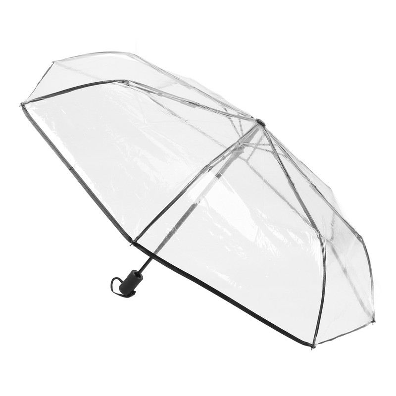 Clear Automatic Foldable Umbrella 8 Ribs 3 Folding Black Edging