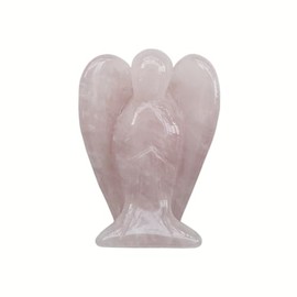 Sunshcat Natural Rose Quartz 1.5 inches Carving Pocket Palm Stone Figurines,Healing Crystal Prayer Guardian Angel Statue Decoration