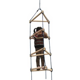 Swing-N-Slide NE 3023 Triangle Rope Ladder Swing Set Climbing Attachment with Ground Anchors, Brown
