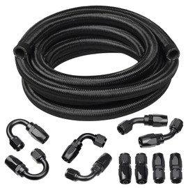 VehiMata 10AN Fuel Line Hose Fitting Kit, 10AN CPE Nylon Braided Fuel Line Kit 16FT