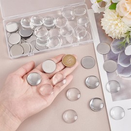 UNICRAFTALE 30 Sets Round Bezel Cups Flat Round Tray Settings 25mm Plain Edge Blank Bezel Pendant Trays Stainless Steel Cabochon Settings Metal Edge Bezel Cups for DIY Necklaces Jewelry Making