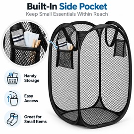 Foldable Laundry Basket for Dirty Clothes – Space-Saving Mesh Hamper with Metal Frame for Bedroom and Bathroom Organization