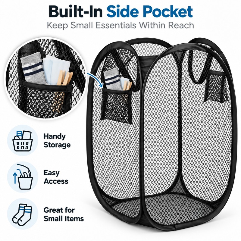 Foldable Laundry Basket for Dirty Clothes – Space-Saving Mesh Hamper