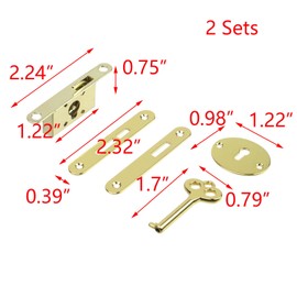 T Tulead Mini Box Locks Mortise Locks Wooden Box Locks Jewelry Box Lock Golden Keyhole Locks Furniture Locks Set of 2 with Keys, Mounting Screws