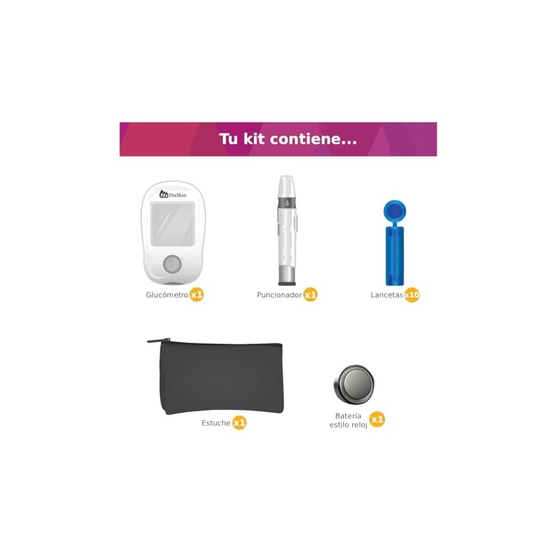 Glucómetro Kit Diaman Mini + 100 Tiras Reactivas