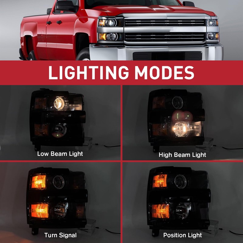 Duolctarms Chrome Projector Headlight Headlamp Assembly Compatible for 2015-2019 Chevy