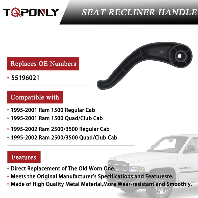 TQPONLY 55196021 Seat Recliner Handle Lever,Compatible with 1995-2002 Dodge Ram