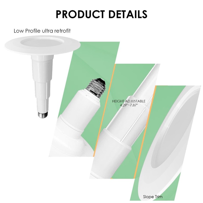 Soliseed 4 Inch LED Can Lights Length Adjustable Recessed Lights