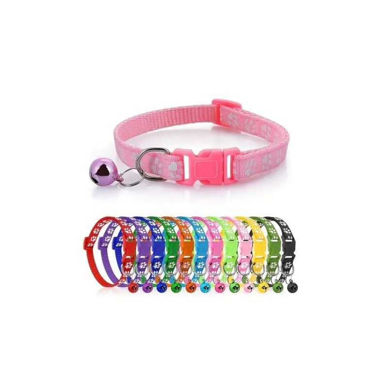 Adjustable Cat Collar with Bell - Multiple Colours - 19cm