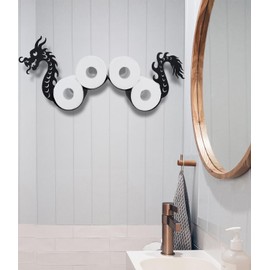 Euroet Dragon Metal Wall Wall-Mounted Toilet Paper Holder, Black, Cute & Sturdy Design, Holds Up to 5 Extra Rolls