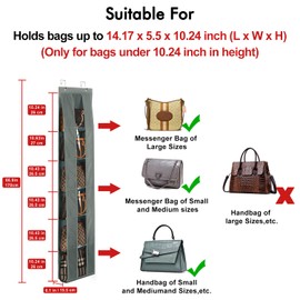 Lirex Over the Door Purse Organizer, Space-Saving Handbag Storage Purse Organizer Clothing Closet Purse Hanger for Scarves, Hats, Legging Organizer, Dark Grey